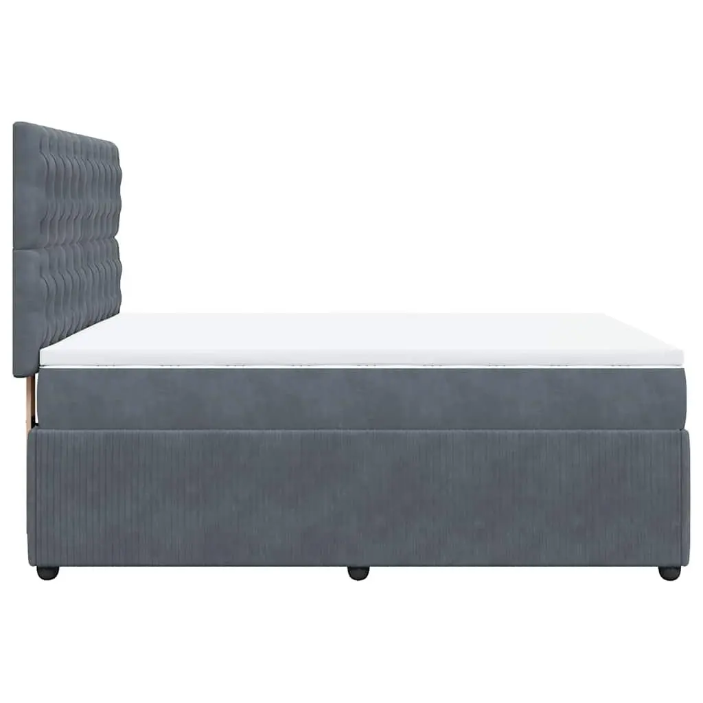 Queen Box Spring Bed with Adjustable Headboard in Grey Velvet