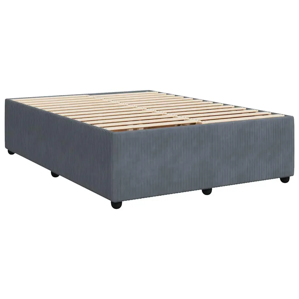 Queen Box Spring Bed with Pocket Spring Mattress Adjustable Headboard Grey