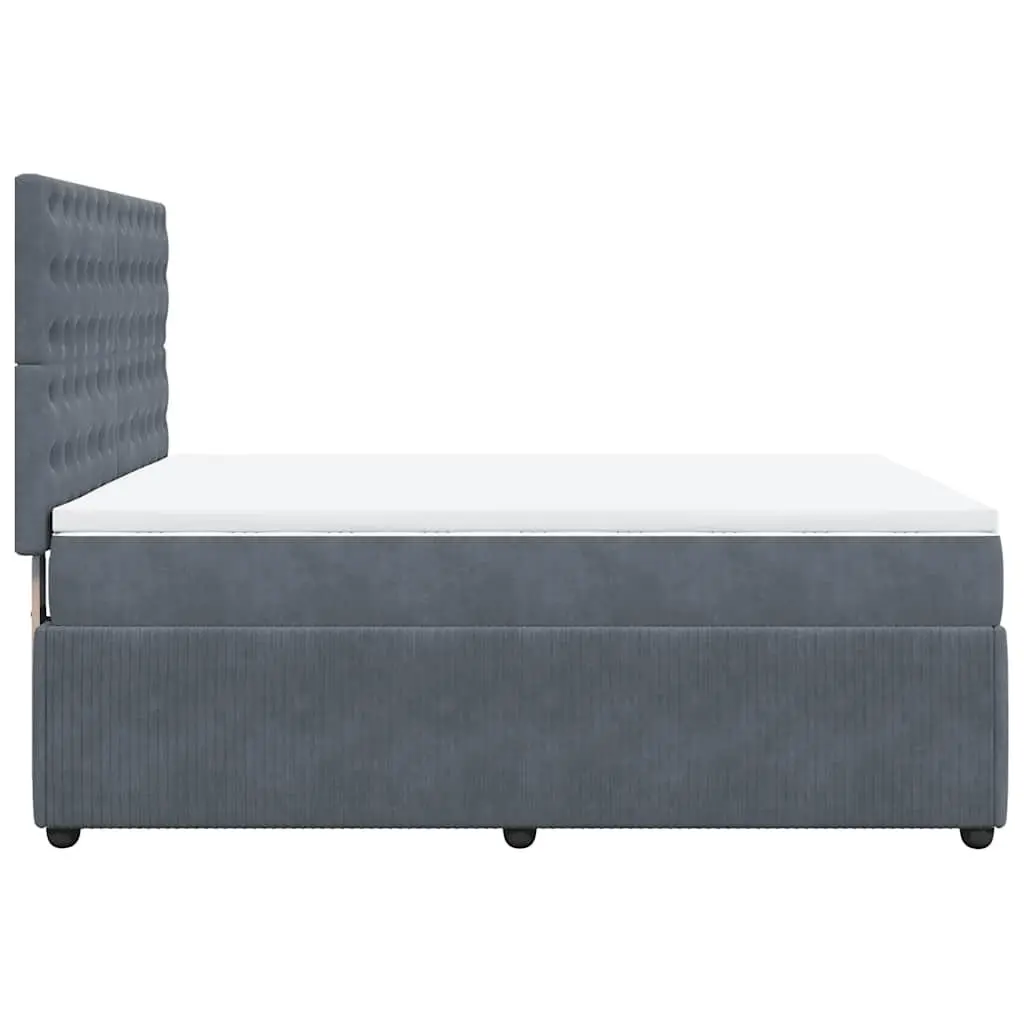Queen Box Spring Bed with Pocket Spring Mattress Adjustable Headboard Grey