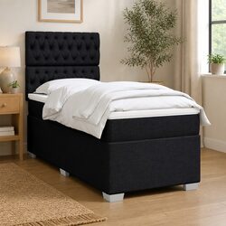 King Single Box Spring Bed with Pocket Mattress LED Lights Adjustable Headboard