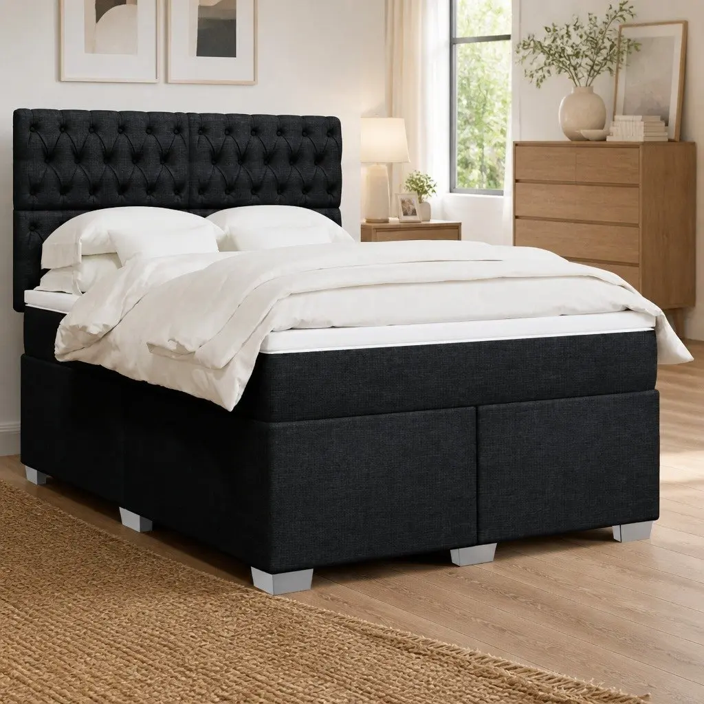 Double Box Spring Bed with Adjustable Headboard