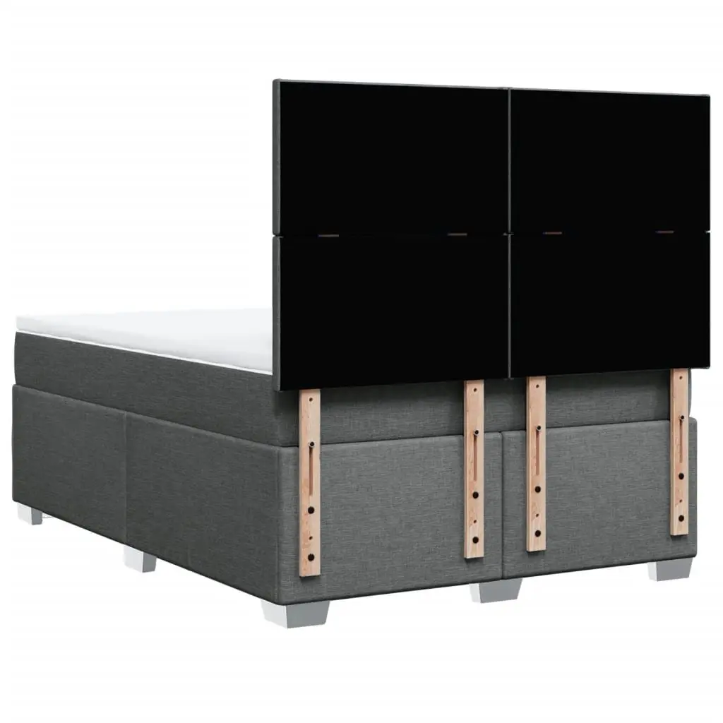 Grey Queen Box Spring Bed with Adjustable Headboard