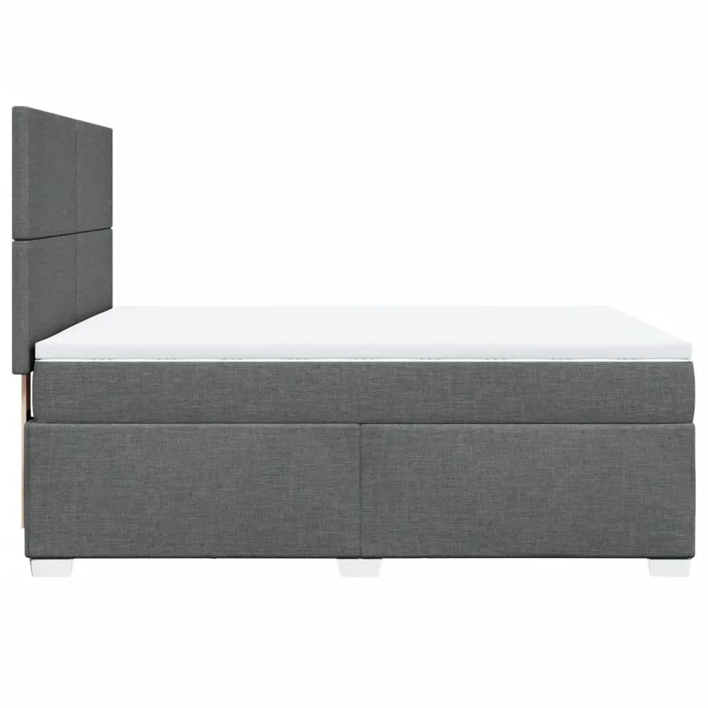 Grey Queen Box Spring Bed with Adjustable Headboard
