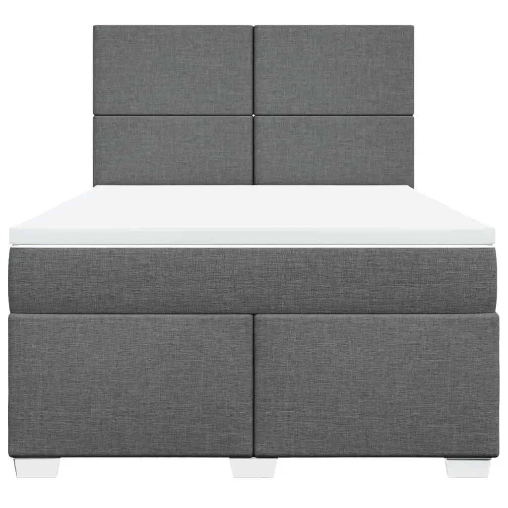 Grey Queen Box Spring Bed with Adjustable Headboard