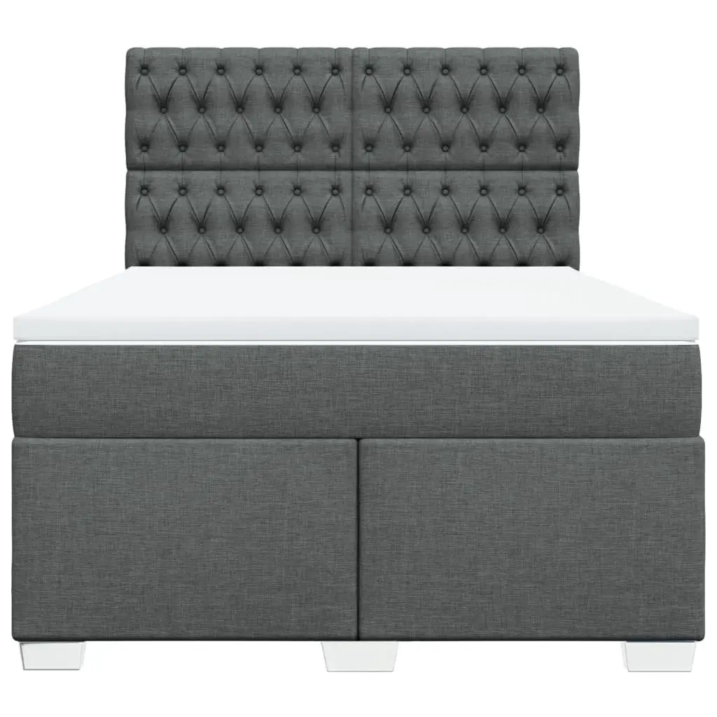 Queen Box Spring Bed with Adjustable Headboard and LED Lights