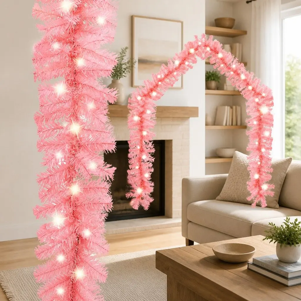 Christmas Garland PVC 20m Pink