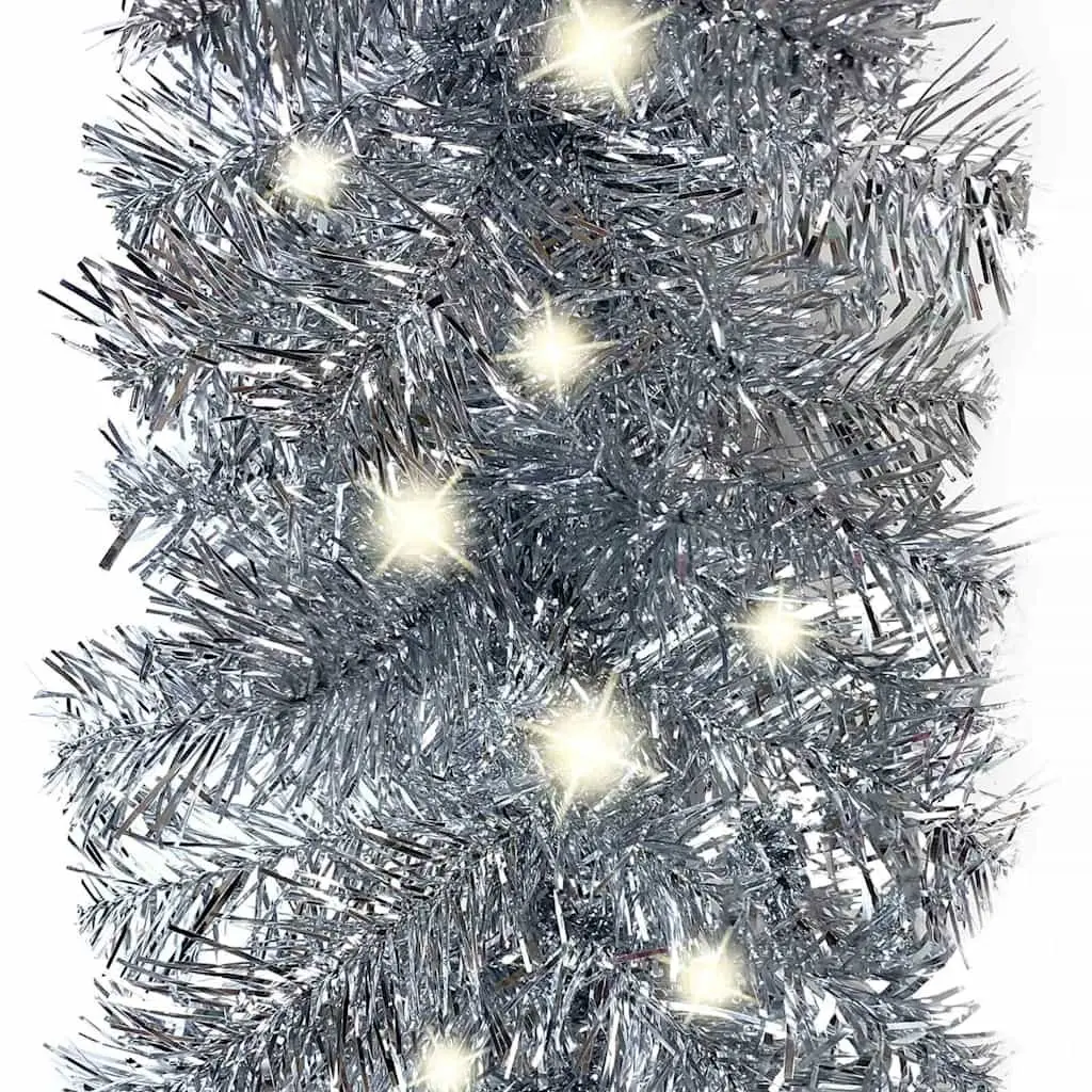 20m Silver Christmas Garland with LED Lights