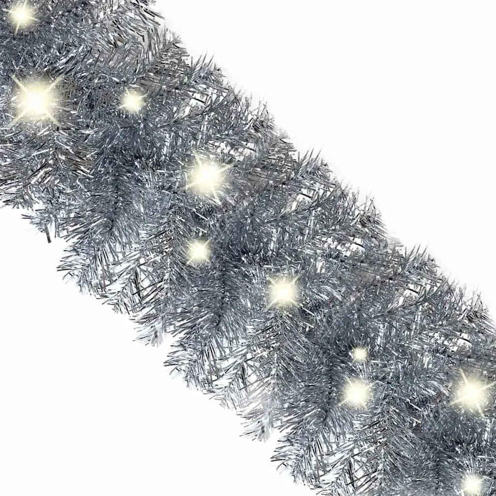 20m Silver Christmas Garland with LED Lights