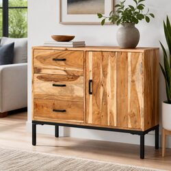 Sideboard Cabinet 88x30x73cm Brown Solid Acacia Wood Storage Furniture with