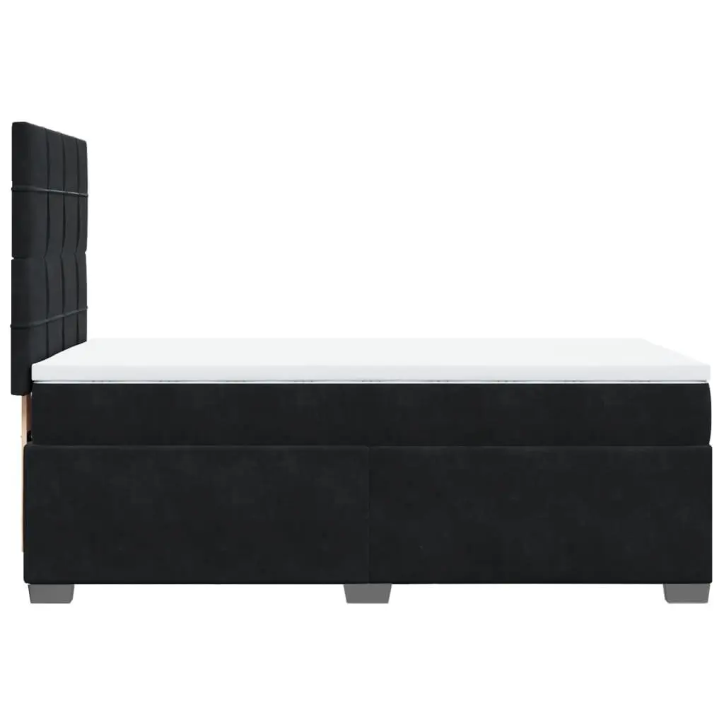 Box Spring Bed Velvet King Single with Pocket Sprung Mattress LED Lights Black