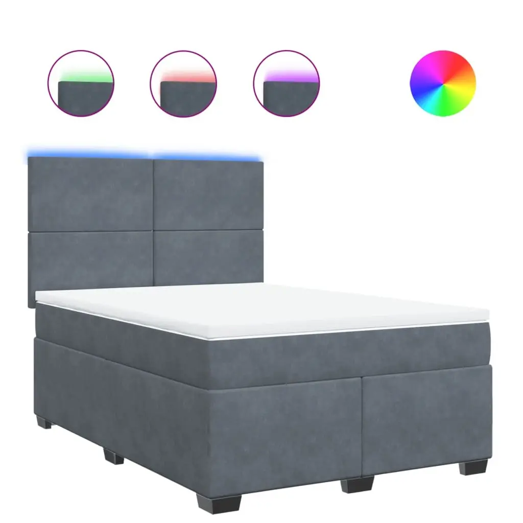 Box Spring Bed with Pocket Mattress & LED Lights