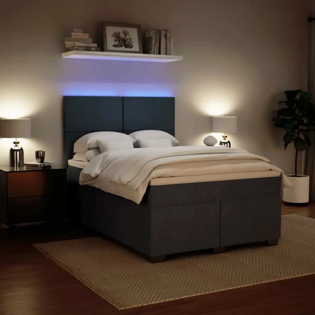 Box Spring Bed with Pocket Mattress & LED Lights