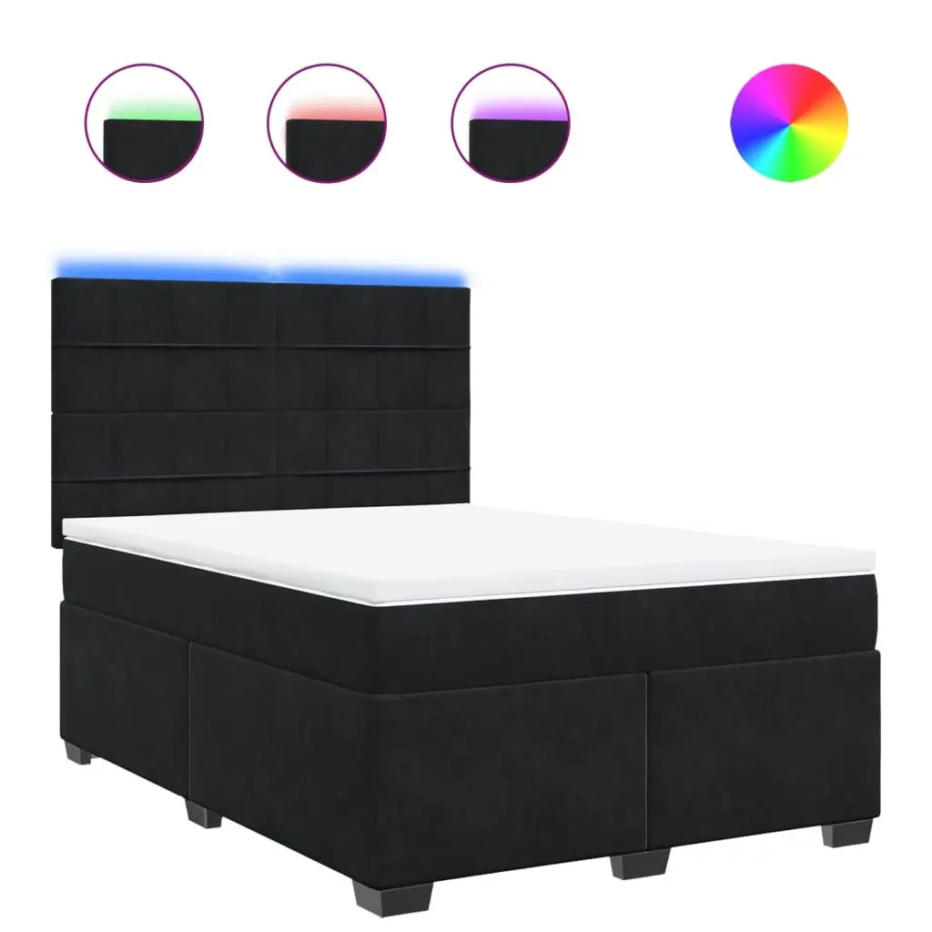 Box Spring Bed with Pocket Spring Mattress and LED Lights