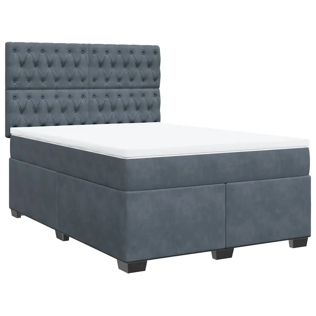 Queen Box Spring Bed with Adjustable Headboard & LED Lighting
