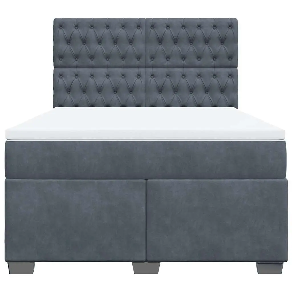 Queen Box Spring Bed with Adjustable Headboard & LED Lighting