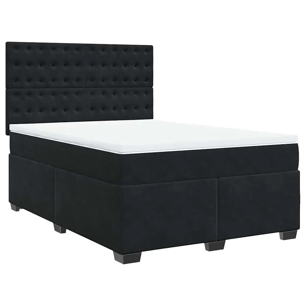 Queen Box Spring Bed with Adjustable Headboard and LED Lights