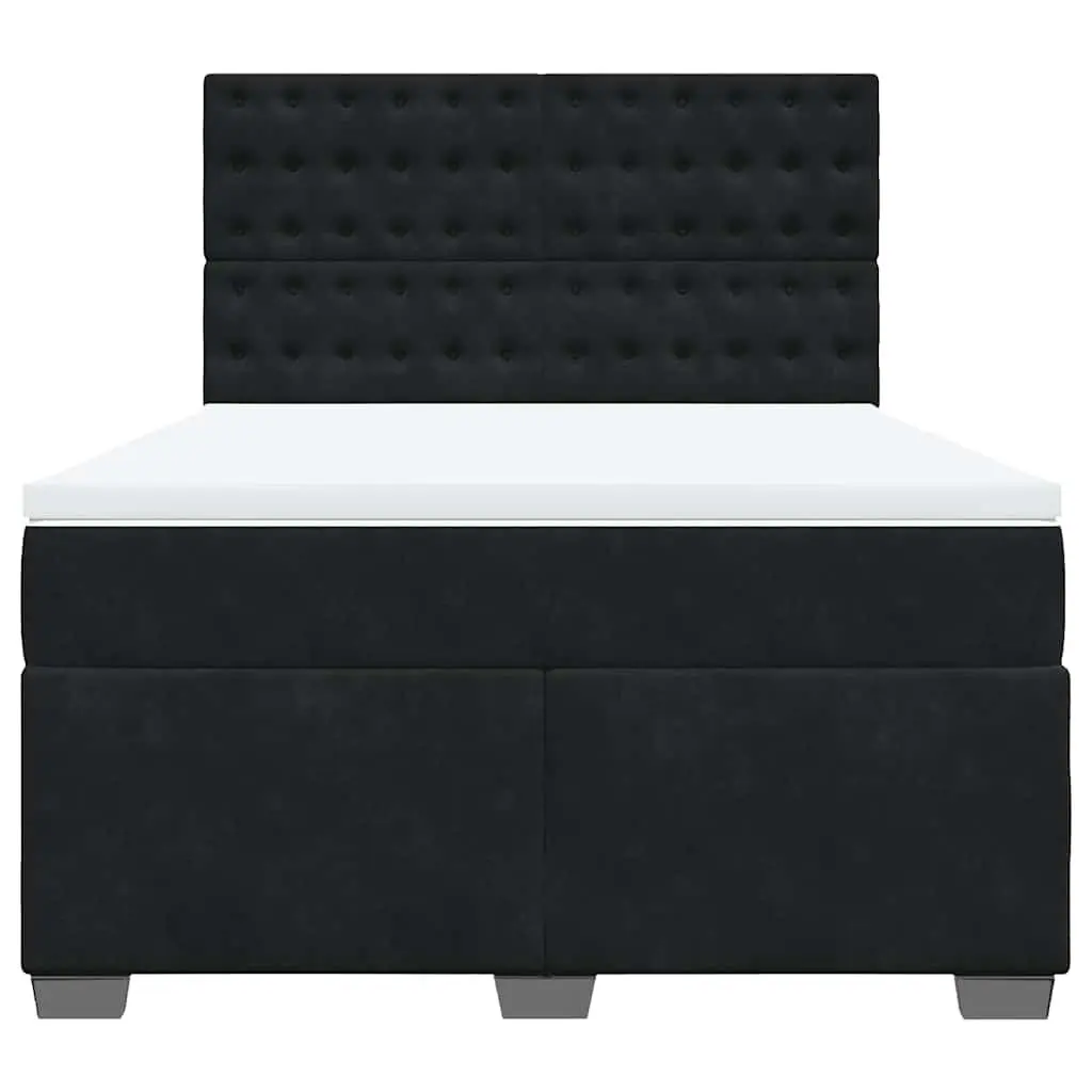 Queen Box Spring Bed with Adjustable Headboard and LED Lights