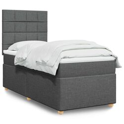 King Single Box Spring Bed with Pocket Spring Mattress in Grey