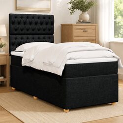 King Single Box Spring Bed with Pocket Mattress LED Lights Adjustable Headboard