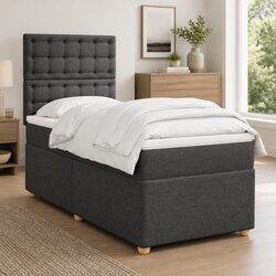 Sturdy Box Spring Bed with Pocket Mattress & LED Lights