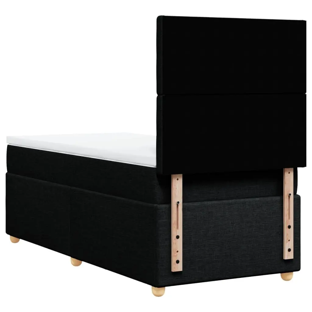 Pocket Spring Mattress Bed King Single Adjustable Headboard Black Fabric with LED Lights