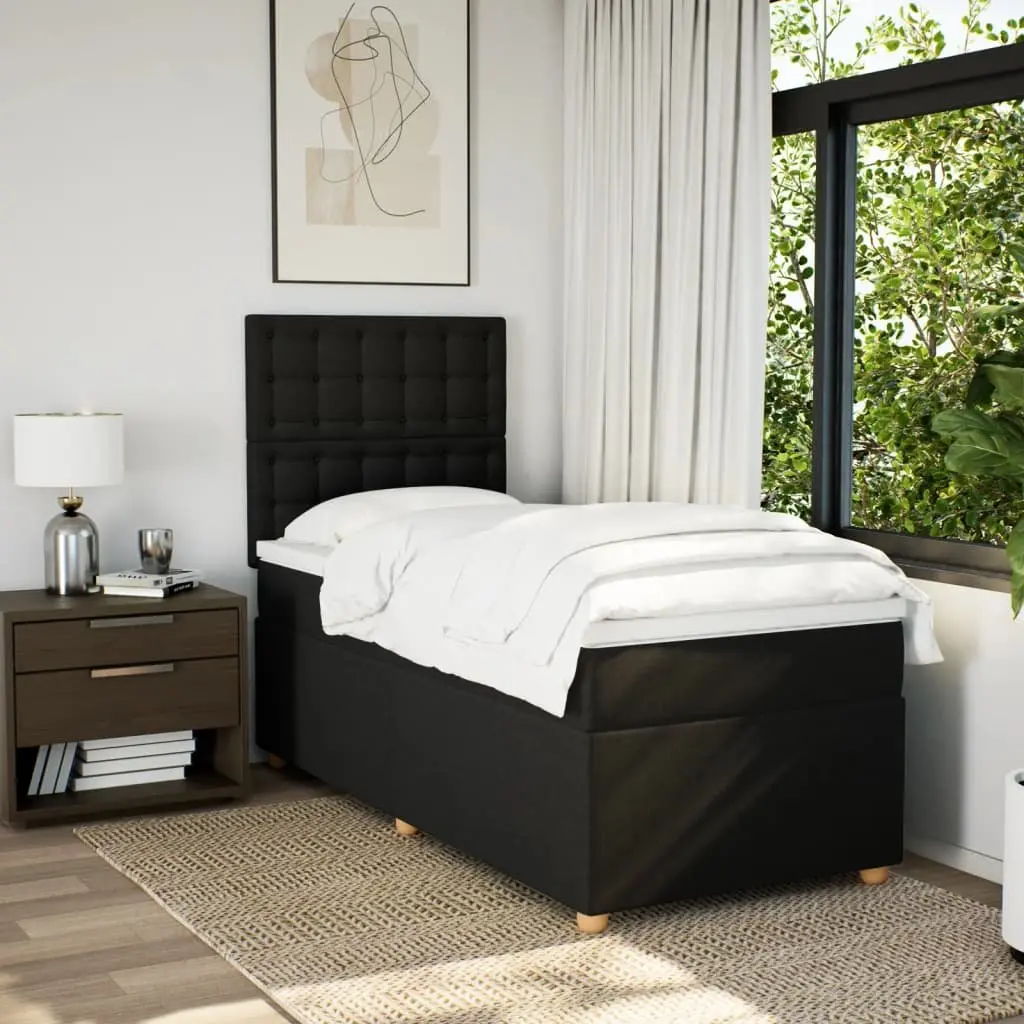 Pocket Spring Mattress Bed King Single Adjustable Headboard Black Fabric with LED Lights