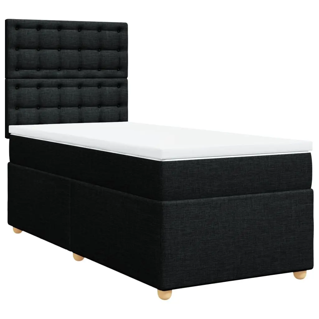 Pocket Spring Mattress Bed King Single Adjustable Headboard Black Fabric with LED Lights