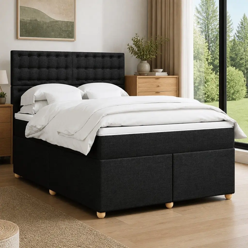 Double Box Spring Bed with Pocket Mattress & LED Headboard