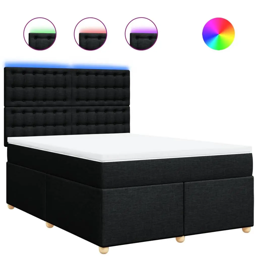 Double Box Spring Bed with Pocket Mattress & LED Headboard