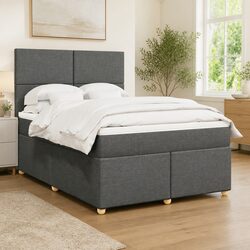 Queen Box Spring Bed with Pocket Mattress and LED Lights