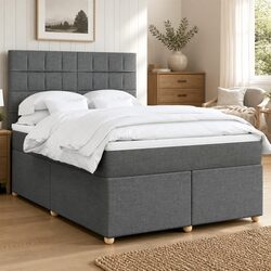 Queen Box Spring Bed with Pocket Spring Mattress & LED Lights