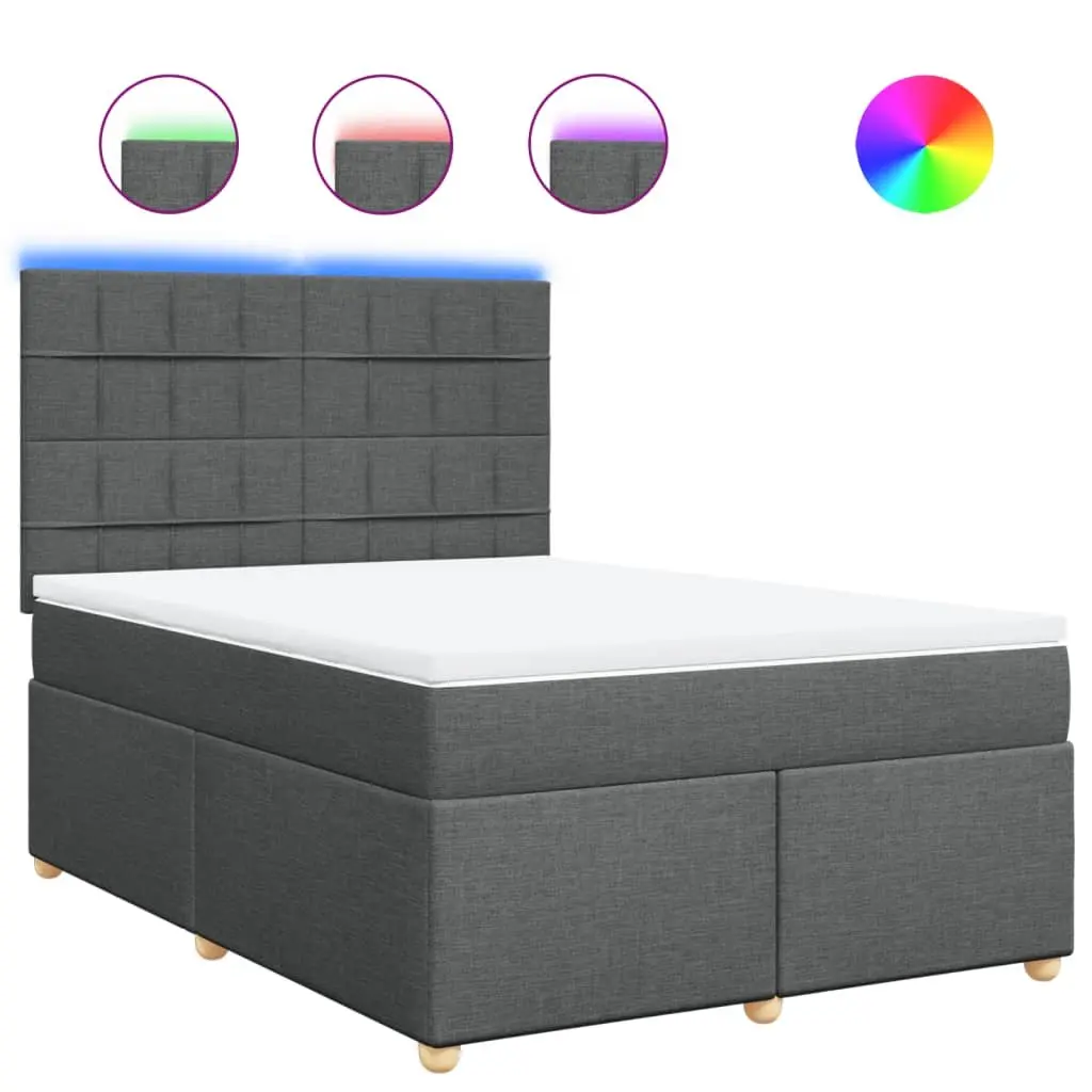 Queen Box Spring Bed with Pocket Spring Mattress & LED Lights
