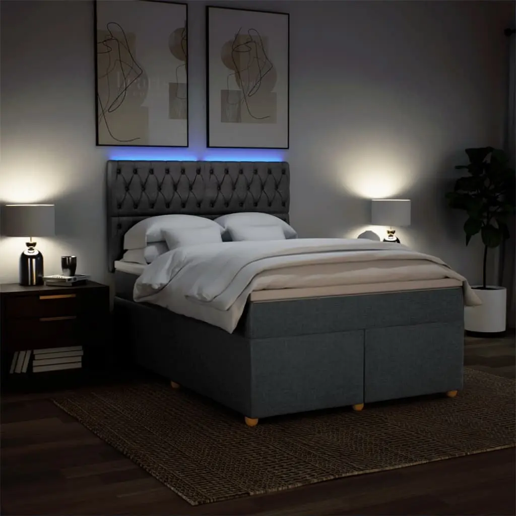 Queen Bed with Adjustable Headboard and Pocket Mattress