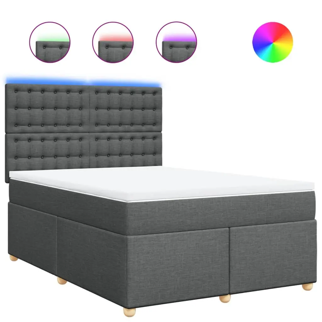 Queen Bed with Adjustable Headboard and LED Lights