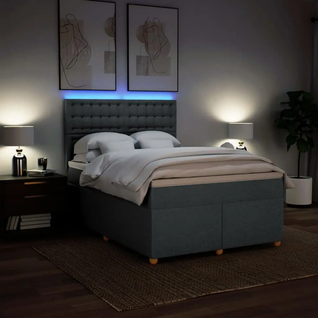 Queen Bed with Adjustable Headboard and LED Lights