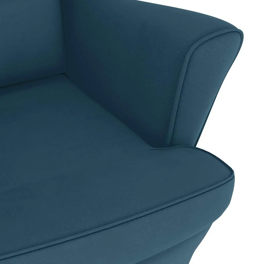 Blue Velvet Wingback Rocking Chair with Solid Wood Legs