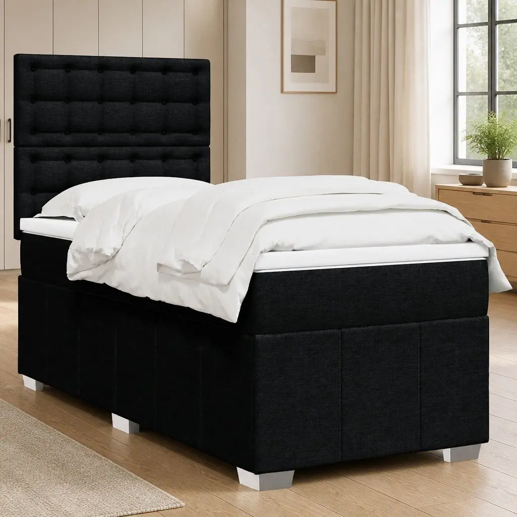Black King Single Box Spring Bed with LED Lighting