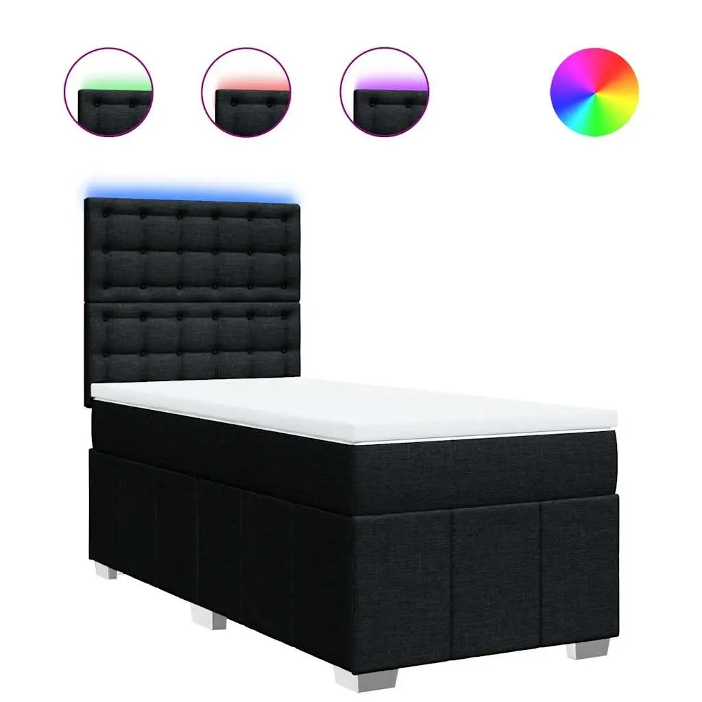 Black King Single Box Spring Bed with LED Lighting