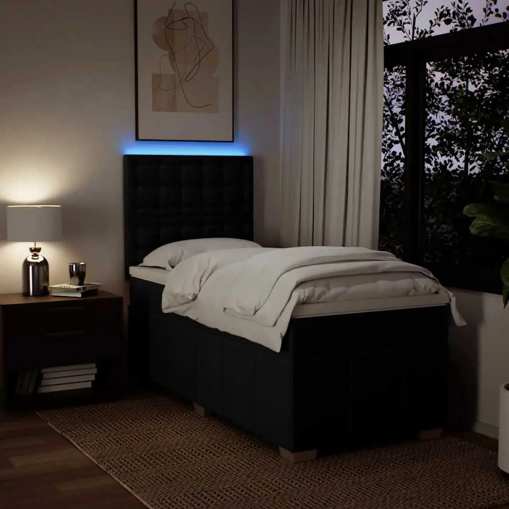 Black King Single Box Spring Bed with LED Lighting