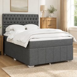 Premium Grey Fabric Box Spring Bed with Pocket Mattress