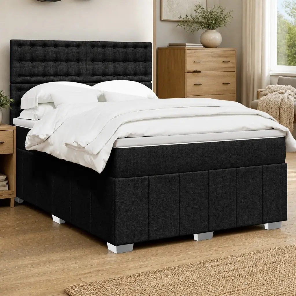 Double Box Spring Bed with LED Lights and Mattress