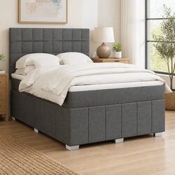 Queen Box Spring Bed with Pocket Mattress and LED Lights