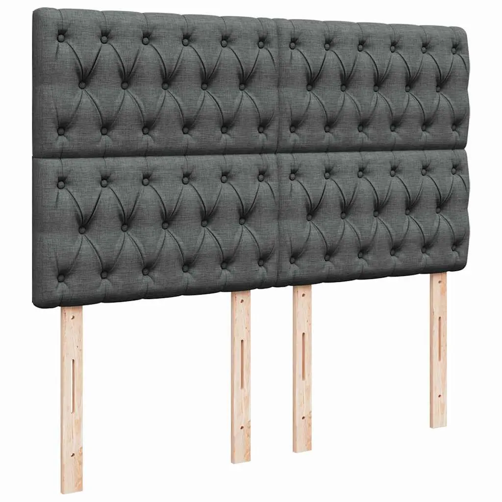 Grey Queen Box Spring Bed with Adjustable Headboard and LED Lights