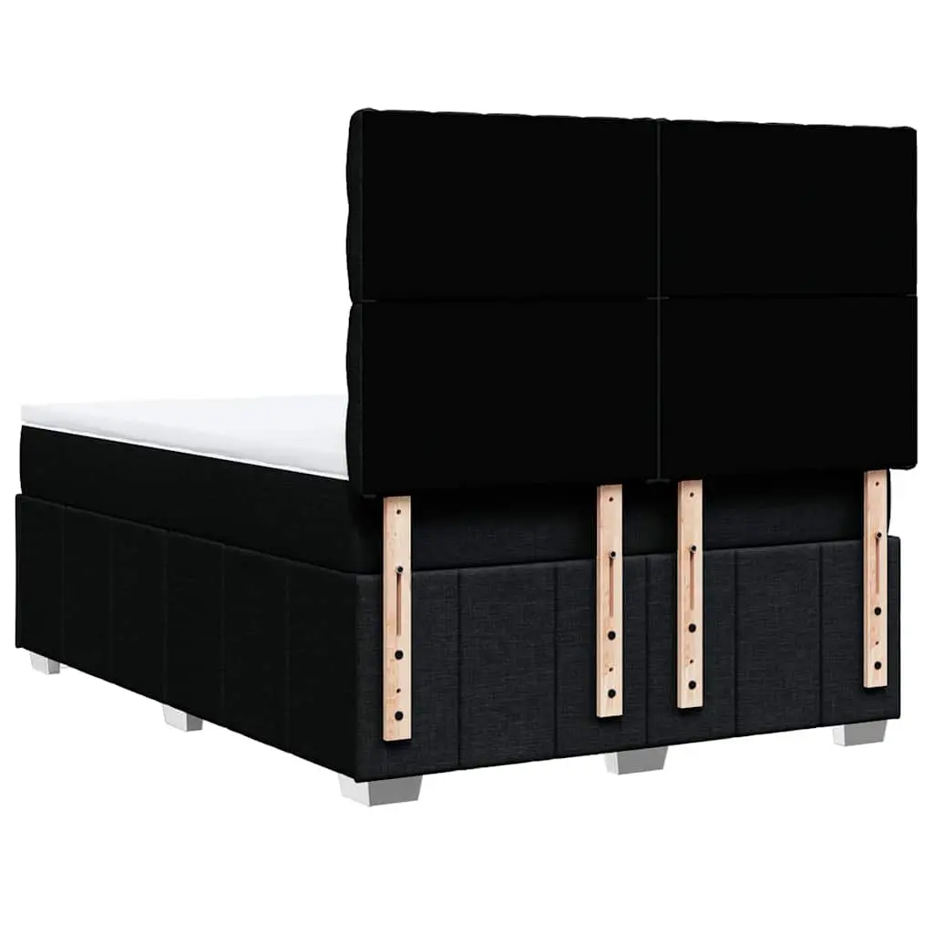 Queen Black Fabric Box Spring Bed with Adjustable Headboard