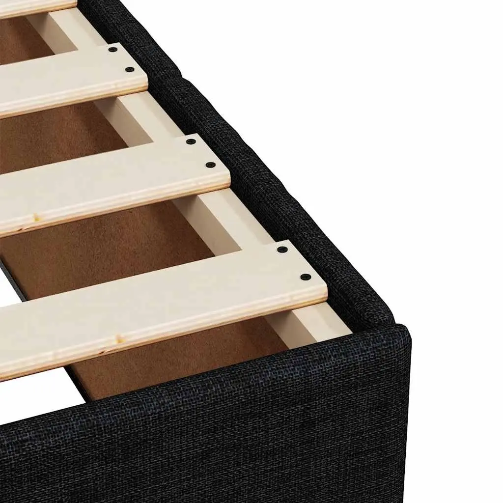 Queen Black Fabric Box Spring Bed with Adjustable Headboard