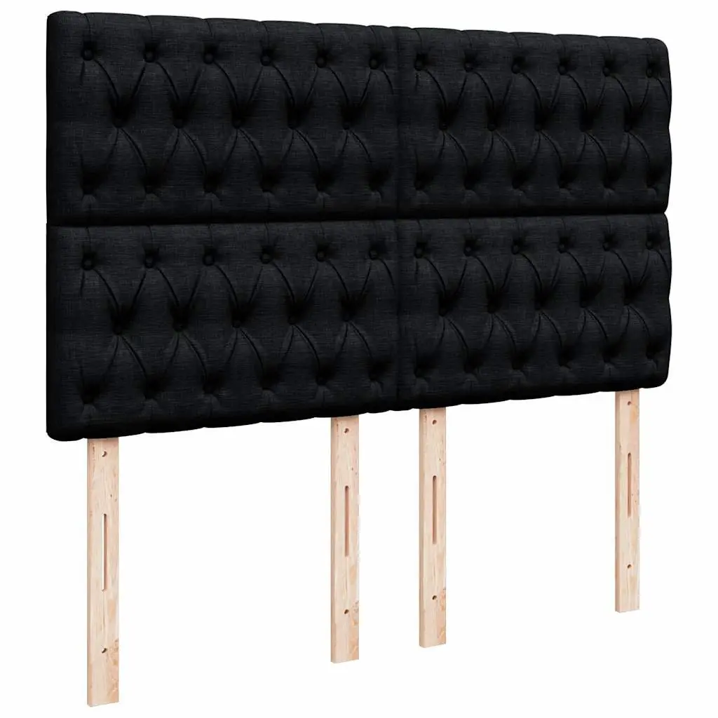 Queen Black Fabric Box Spring Bed with Adjustable Headboard