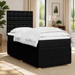 Box Spring Bed with Pocket Mattress LED Lights Adjustable Headboard King Single