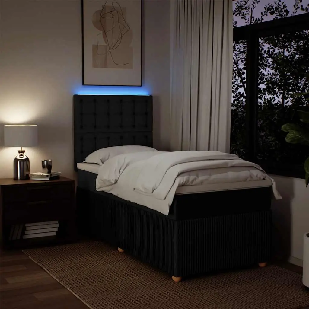 King Single Box Spring Bed with Pocket Mattress and LED Lights