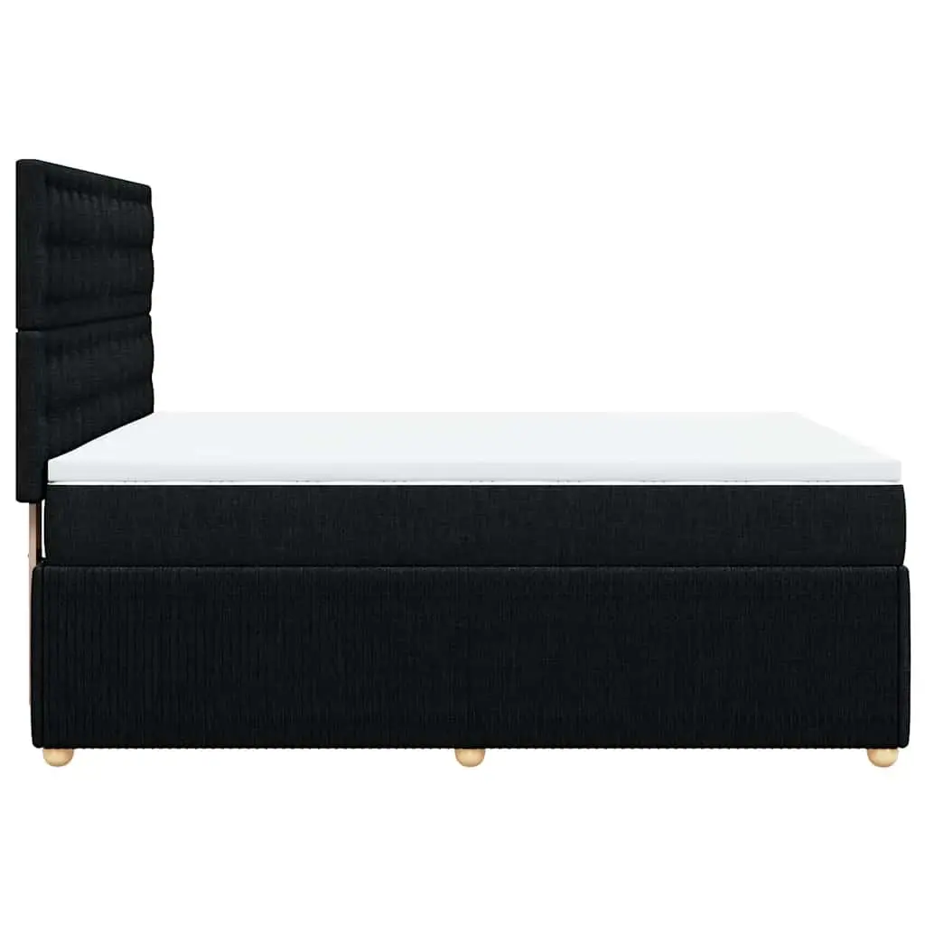 Double Box Spring Bed Pocket Sprung Mattress Black Fabric Double Size