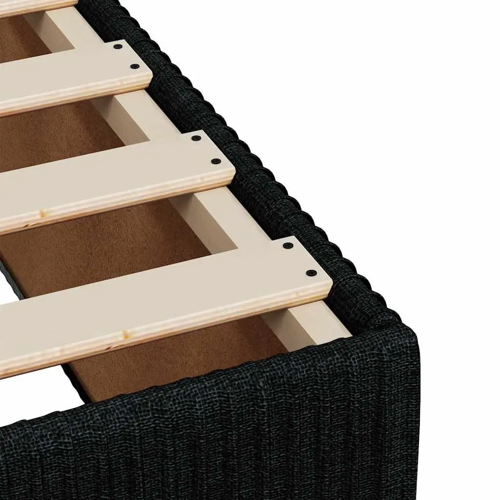 Double Box Spring Bed Pocket Sprung Mattress Black Fabric Double Size
